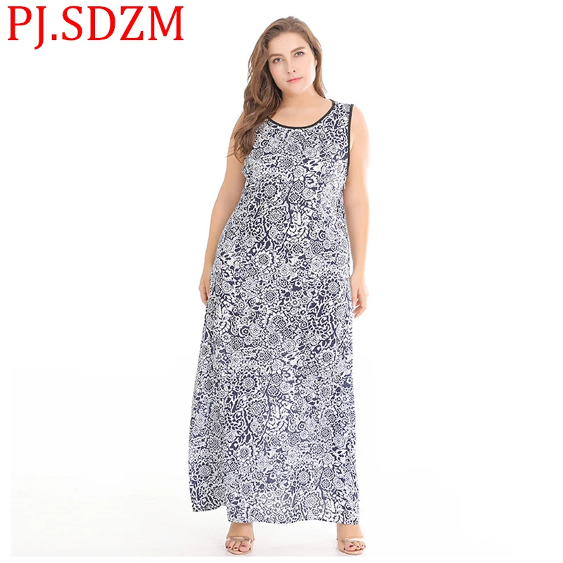 New Europe Summer Women Dress Plus Size O-Neck Black White Print Dresses Sandbeach Longuette Sleeveless Loose Lady Clothing
New Europe Summer Women Dress Plus Size O-Neck Black White Print Dresses Sandbeach Longuette Sleeveless Loose Lady Clothing