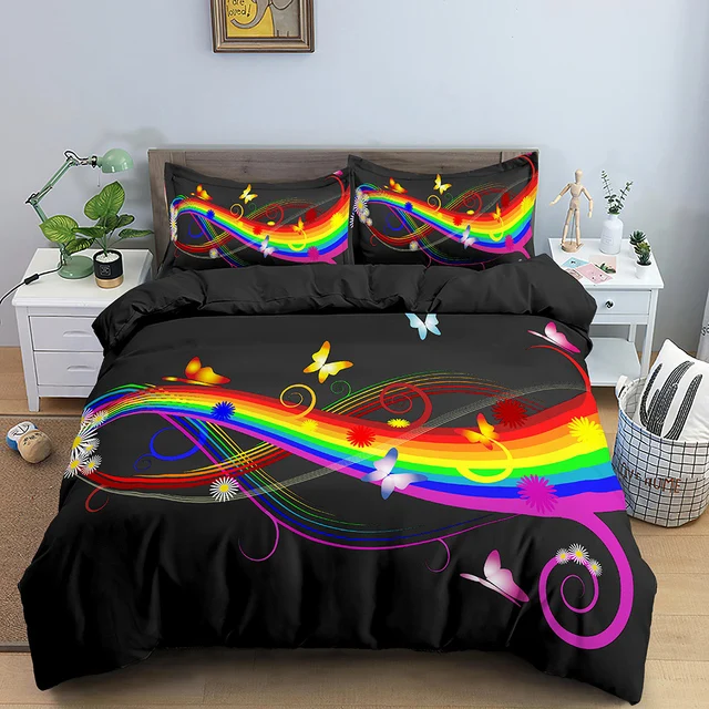 

3D Printing Bedding Set Piano Keys Music Note Treble Clef Staff Black & White 2/3 Pieces Duvet Cover Sets Microfiber Bed Clothes