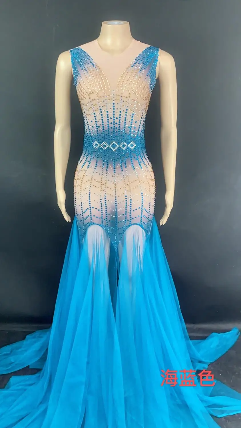 Shiny Full Diamond Perspective Sleeveless Long Dress Nightclub Bar Stage Costumes Women Celebrity Dresses Rave Outfit DT3014
Shiny Full Diamond Perspective Sleeveless Long Dress Nightclub Bar Stage Costumes Women Celebrity Dresses Rave Outfit DT3014