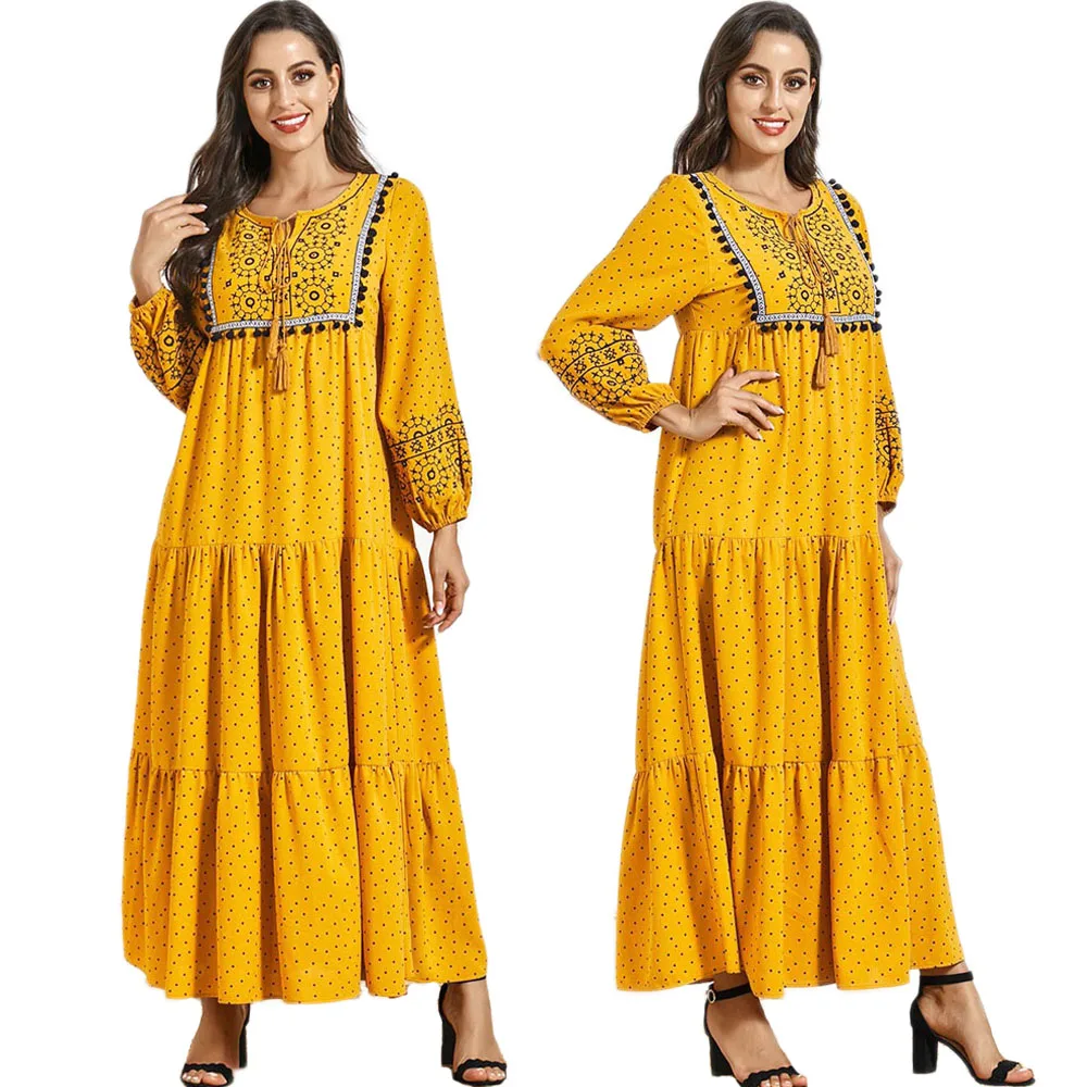 Abayas мусульманское Для женщин длинное платье хиджаб Maxi Халат арабских кафтан вышивка мусульманских в этническом стиле с узором в горошек; Се...
Abayas мусульманское Для женщин длинное платье хиджаб Maxi Халат арабских кафтан вышивка мусульманских в этническом стиле с узором в горошек; Се...