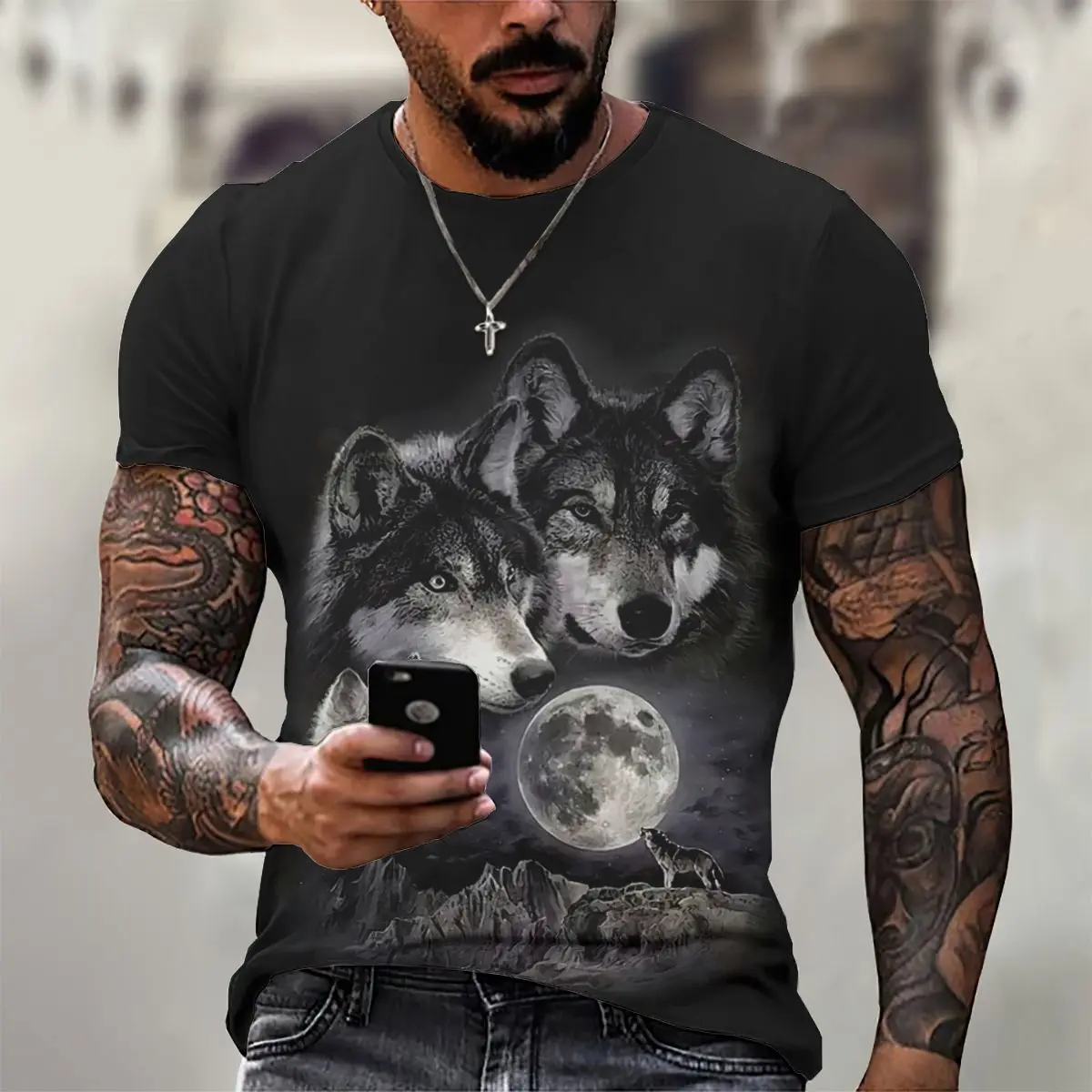 3D Wolf Printing Pattern Men T Shirt Oversized T-shirts Harajuku Style Summer Short Sleeve T-shirt Breathable Sports Men's Shirt 
3D Wolf Printing Pattern Men T Shirt Oversized T-shirts Harajuku Style Summer Short Sleeve T-shirt Breathable Sports Men's Shirt