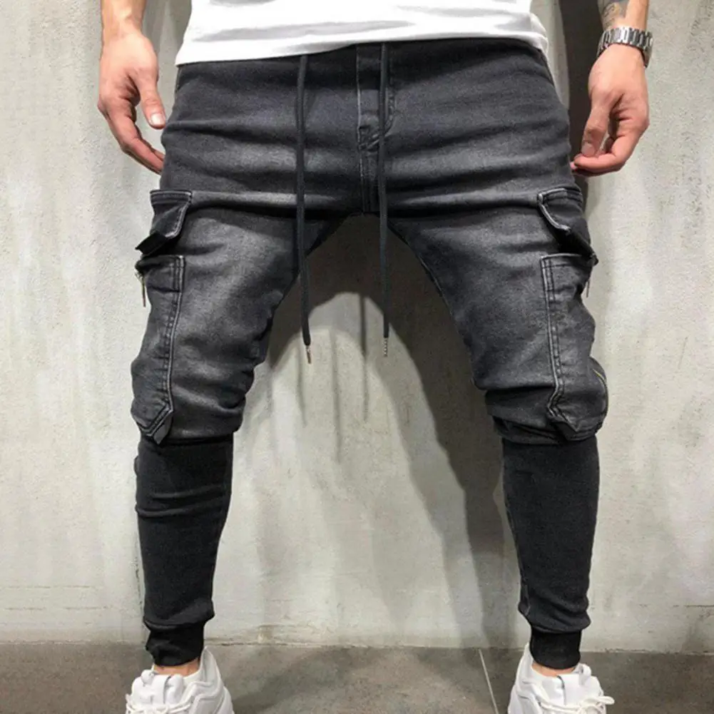 Men Jeans Multi Pockets Stylish Solid Color Drawstring Mid Waist Stylish Long Pants Men Trousers Autumn
Men Jeans Multi Pockets Stylish Solid Color Drawstring Mid Waist Stylish Long Pants Men Trousers Autumn