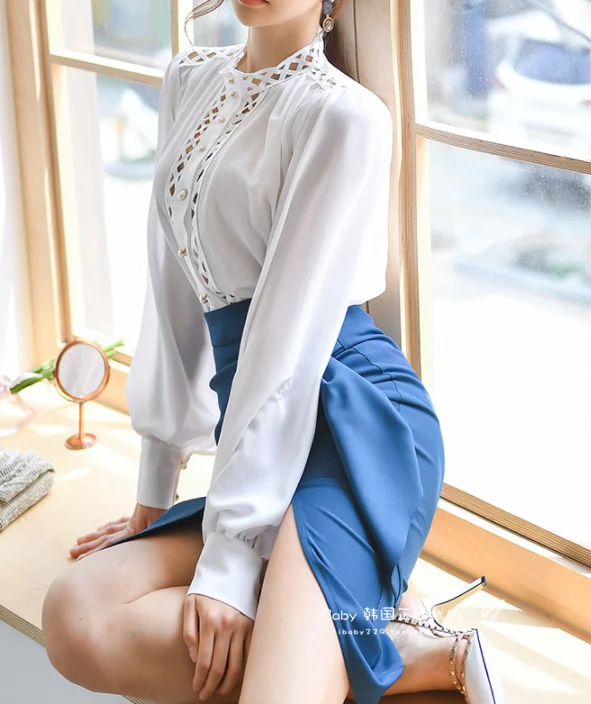 Elegant Women White Shirts Lady Hollow Out White Chiffon Blouses Female Office OL Pure White Chiffon Tops
Elegant Women White Shirts Lady Hollow Out White Chiffon Blouses Female Office OL Pure White Chiffon Tops