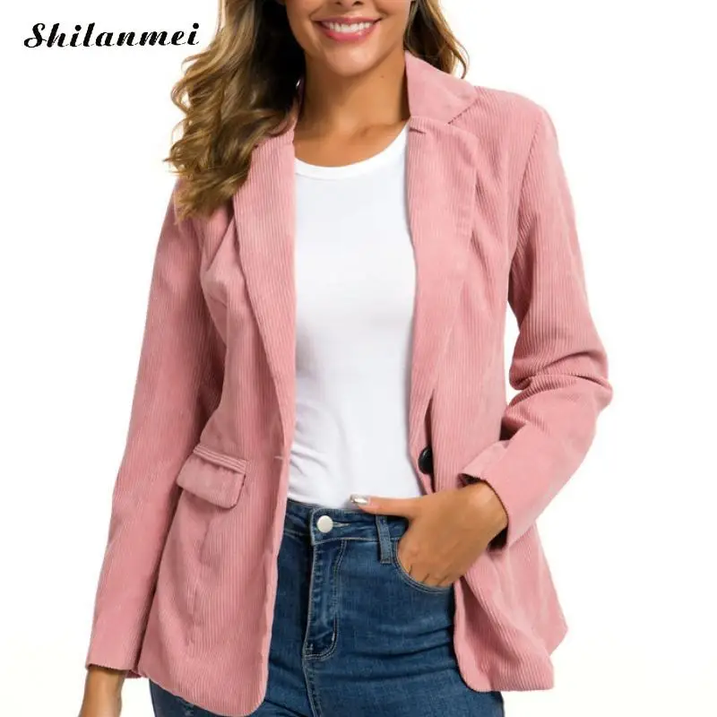 Corduroy Women Blazers And Jackets 2019 Autumn Casual Blazer Female Office Lady Work Pink Suit With Pockets White Business Coat
Corduroy Women Blazers And Jackets 2019 Autumn Casual Blazer Female Office Lady Work Pink Suit With Pockets White Business Coat
