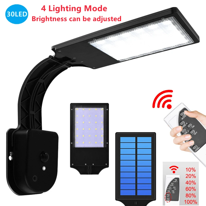 30LED Solar Lights Sensor Wall Light With 4 Working Modes Outdoor Solar Lamp Waterproof Garden Garage Lighting Remote Control
30LED Solar Lights Sensor Wall Light With 4 Working Modes Outdoor Solar Lamp Waterproof Garden Garage Lighting Remote Control