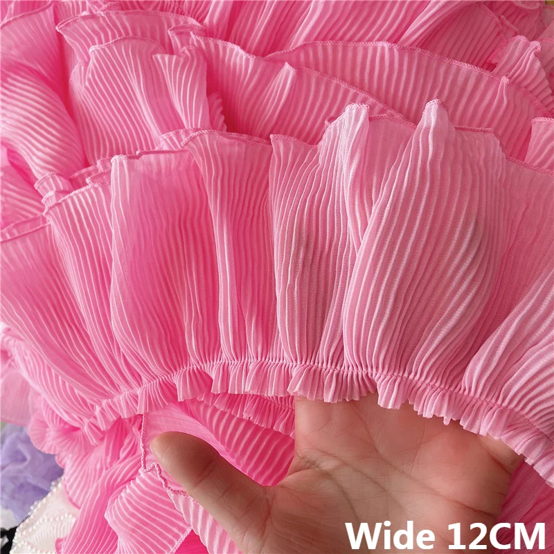 12CM Wide Luxury Pink Chiffon Pleated Lace Fabric Embroidery Ruffle Trim Curtains Skirts Hemlines Garment DIY Sewing Accessories
12CM Wide Luxury Pink Chiffon Pleated Lace Fabric Embroidery Ruffle Trim Curtains Skirts Hemlines Garment DIY Sewing Accessories