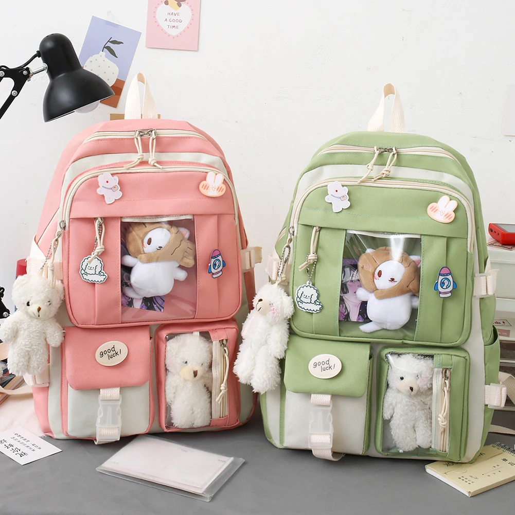 Women Fashion Backpack Canvas Hit Color 5pcs Composite Bags High School Girls Backpack School Bags For Teenage Girls New 2022
Women Fashion Backpack Canvas Hit Color 5pcs Composite Bags High School Girls Backpack School Bags For Teenage Girls New 2022