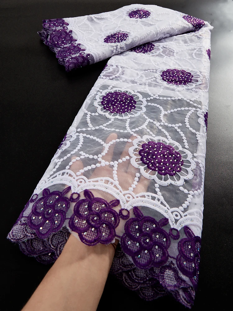 Afriacn Lace Fabric Cotton Milk Silk Tulle Lace With Rhinestones Purple African French Lace Fabric For Party 2.5 Yards TY075
Afriacn Lace Fabric Cotton Milk Silk Tulle Lace With Rhinestones Purple African French Lace Fabric For Party 2.5 Yards TY075