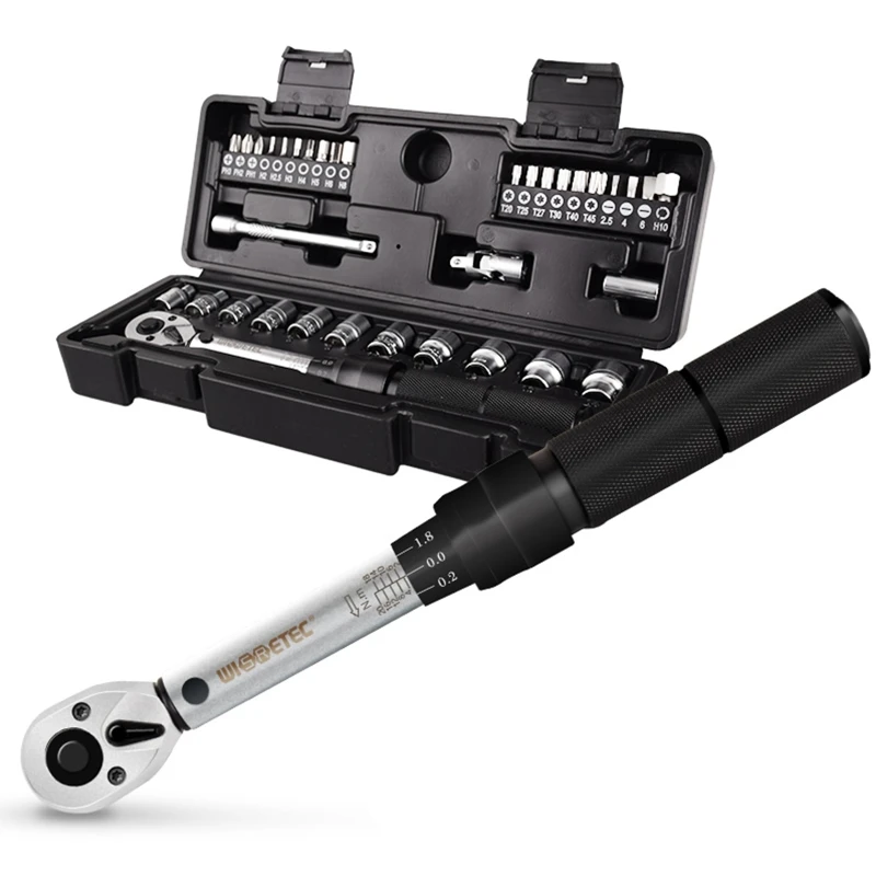 35pcs/set 2-20Nm Ratchet Adjustable Torque Wrench Socket Bit Bicycle Repair Tool
35pcs/set 2-20Nm Ratchet Adjustable Torque Wrench Socket Bit Bicycle Repair Tool