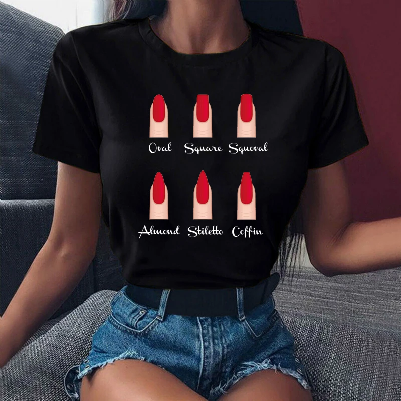 Women Summer Nail Art Make Up 90s Ladies T-shirts Casual Short Sleeves T Shirt Loose Plus Size Womens Graphic Female Tee Tops
Women Summer Nail Art Make Up 90s Ladies T-shirts Casual Short Sleeves T Shirt Loose Plus Size Womens Graphic Female Tee Tops