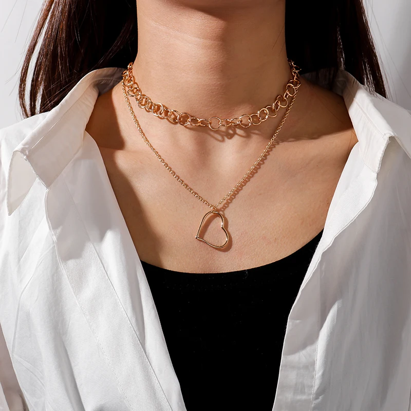 Multi-layer Hollow Love Heart Pendants Choker Necklace for Women Fashion Chunky Chain Necklaces Mujer Jewelry Gifts
Multi-layer Hollow Love Heart Pendants Choker Necklace for Women Fashion Chunky Chain Necklaces Mujer Jewelry Gifts