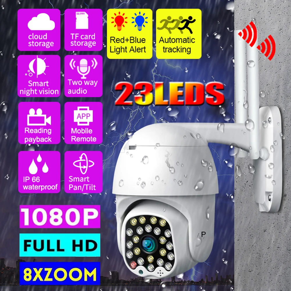 New 1920x1080p Wireless Security Camera Ip66 Waterproof Support 8x Digital Zoom Surveillance Camera Indoor Outdoor Wifi Camera
New 1920x1080p Wireless Security Camera Ip66 Waterproof Support 8x Digital Zoom Surveillance Camera Indoor Outdoor Wifi Camera