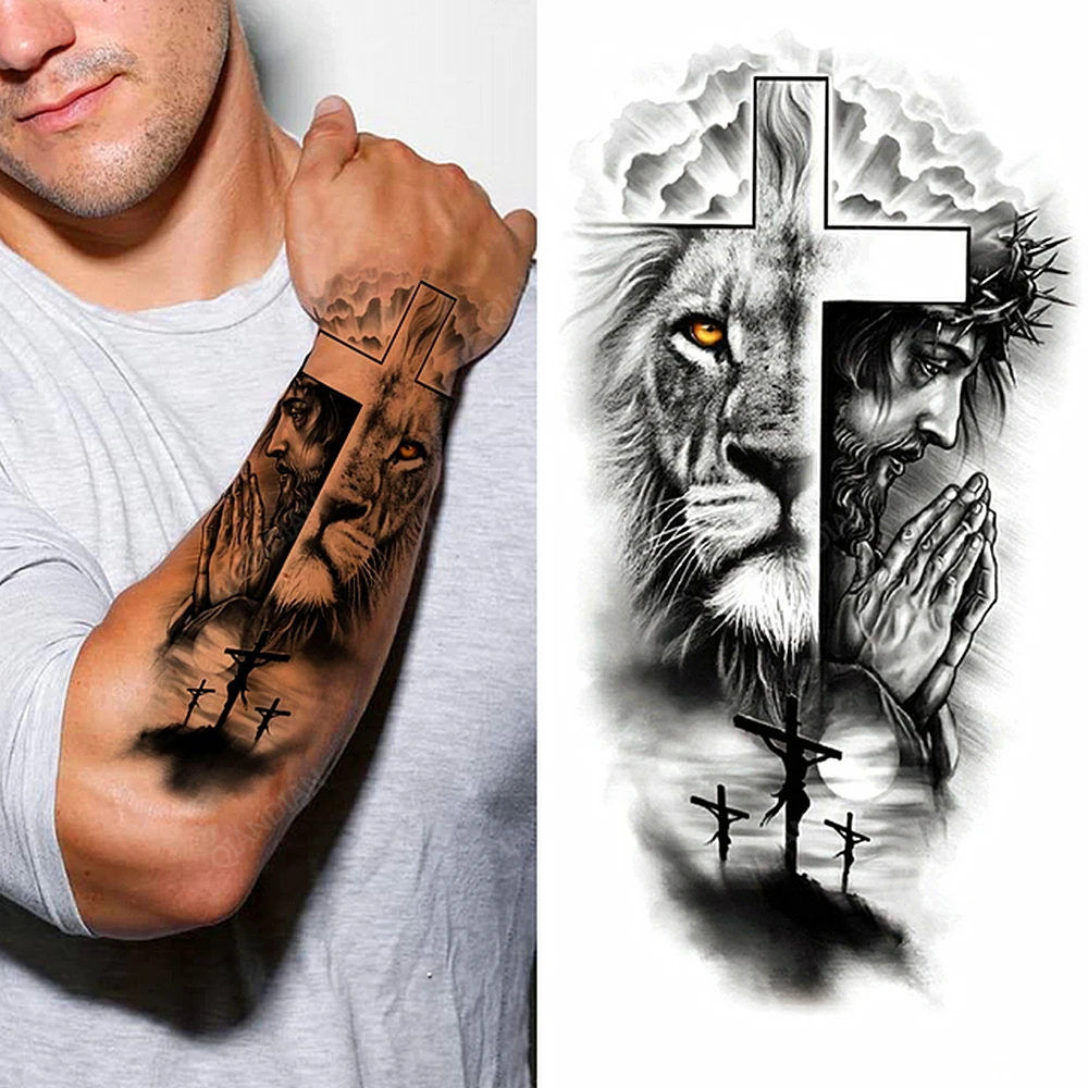 1pc Animal Lion Men Boys Waterproof Temporary Tattoos Fake Stickers Arm Cool Art Big Black Cross Style King Fashion DIY
1pc Animal Lion Men Boys Waterproof Temporary Tattoos Fake Stickers Arm Cool Art Big Black Cross Style King Fashion DIY