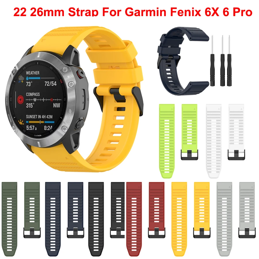 26 22mm Sport Silicone Watchband Wriststrap for Garmin Fenix 6X 6 Pro 5X 5 Plus 3 3HR Forerunner 935 sport Wristband Replacement
26 22mm Sport Silicone Watchband Wriststrap for Garmin Fenix 6X 6 Pro 5X 5 Plus 3 3HR Forerunner 935 sport Wristband Replacement