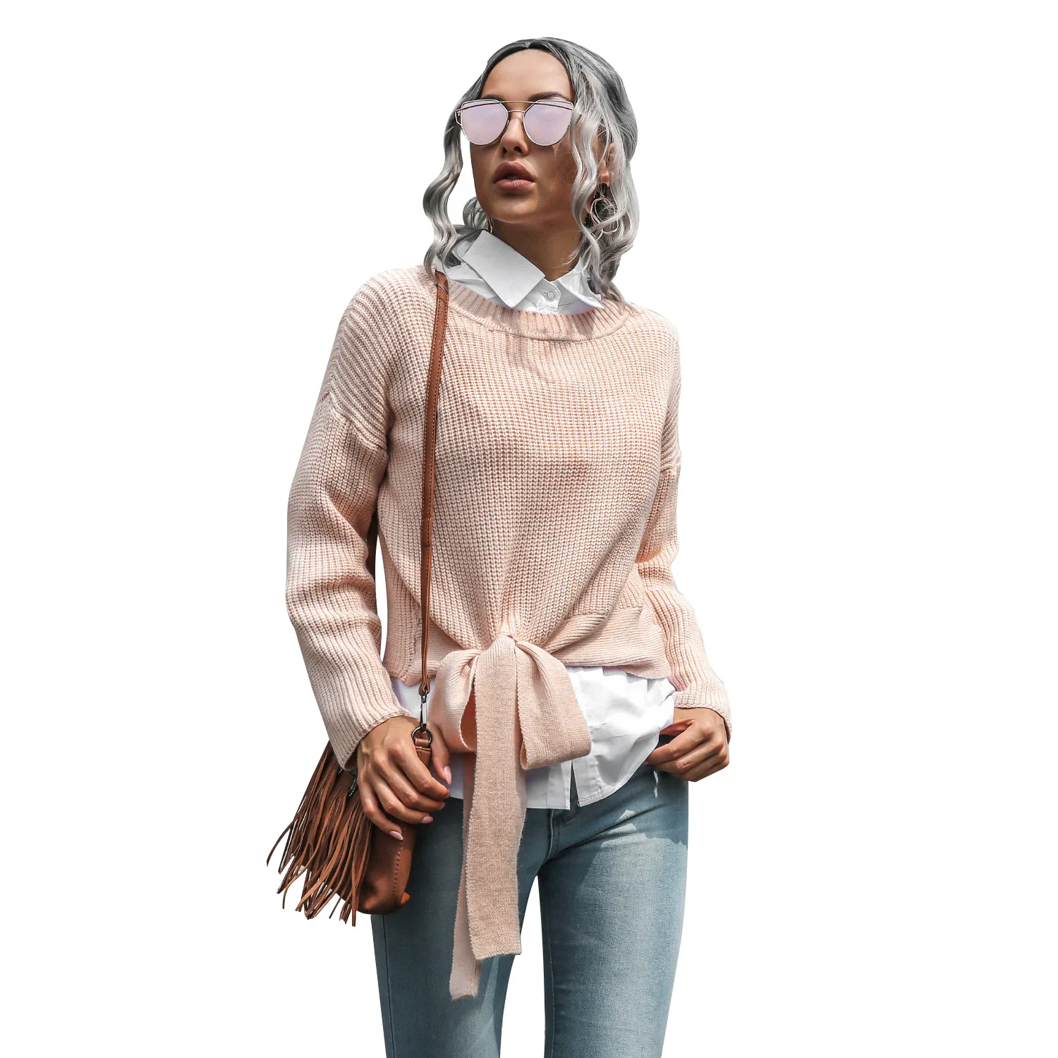 European and American women's 2020 fall/winter casual lace-up sweater bow two-wear sweater
European and American women's 2020 fall/winter casual lace-up sweater bow two-wear sweater