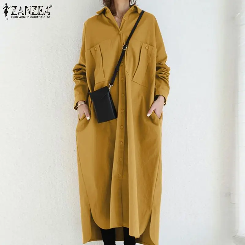 ZANZEA Solid Shirt Dress Long Vestidos 2021 Women Casual Lapel Dresses Cargo Work Button Sundress Pocket Robe Sarafans
ZANZEA Solid Shirt Dress Long Vestidos 2021 Women Casual Lapel Dresses Cargo Work Button Sundress Pocket Robe Sarafans