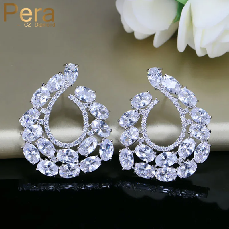 Pera CZ 925 Sterling Silver Pin Jewelry Trendy Right and Left Symmetrical Design Big Cuibc Zirconia Stud Earrings for Women E287
Pera CZ 925 Sterling Silver Pin Jewelry Trendy Right and Left Symmetrical Design Big Cuibc Zirconia Stud Earrings for Women E287