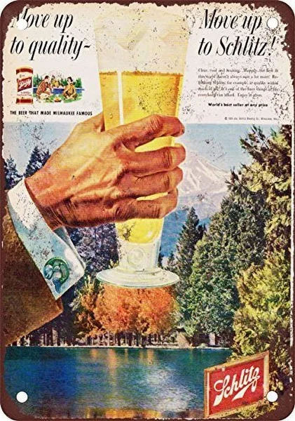 Schlitz Beer Mountain Lake Tin Sign art wall decoration,vintage aluminum retro metal sign
Schlitz Beer Mountain Lake Tin Sign art wall decoration,vintage aluminum retro metal sign