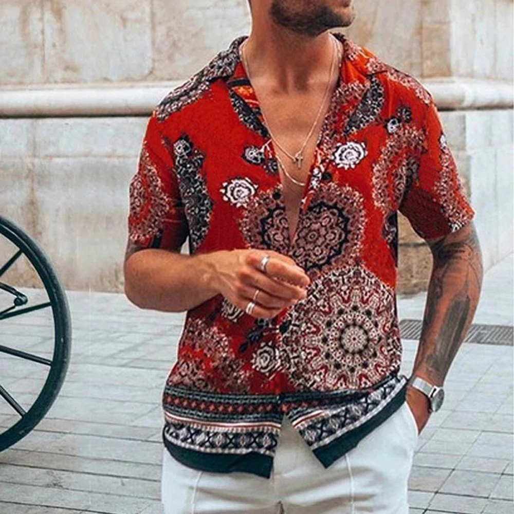 Summer Nation Style Man Shirt Nice Pop Ethnic Printed turn-down collar Stripe Short Sleeve Loose Hawaiian Henley Casual Shirt
Summer Nation Style Man Shirt Nice Pop Ethnic Printed turn-down collar Stripe Short Sleeve Loose Hawaiian Henley Casual Shirt