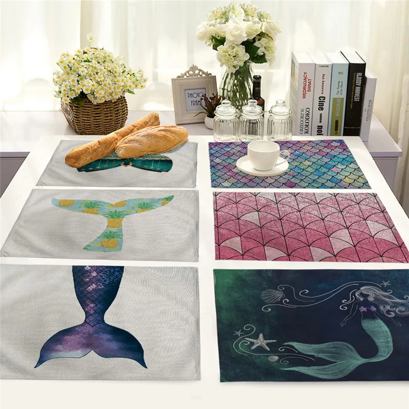 Fish Tail Place Mats Mermaid Tail Cotton Linen Table Mat Cartoon Animal Pattern Placemats Kids Kitchen Dining Pads
Fish Tail Place Mats Mermaid Tail Cotton Linen Table Mat Cartoon Animal Pattern Placemats Kids Kitchen Dining Pads