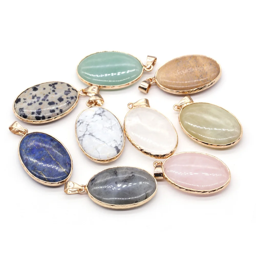 Natural Stone Pendants Polished Oval Crystal Agates Jades Tuequoises Stone Charms for Jewelry Making Necklace Bracelet Gift
Natural Stone Pendants Polished Oval Crystal Agates Jades Tuequoises Stone Charms for Jewelry Making Necklace Bracelet Gift