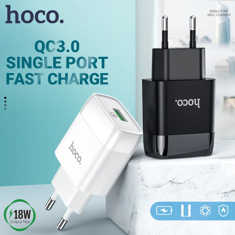 

hoco Quick Charge 3.0 wall charger QC3.0 18W single usb fast charging qc adapter for xiaomi samsung huawei Type C cable set wire