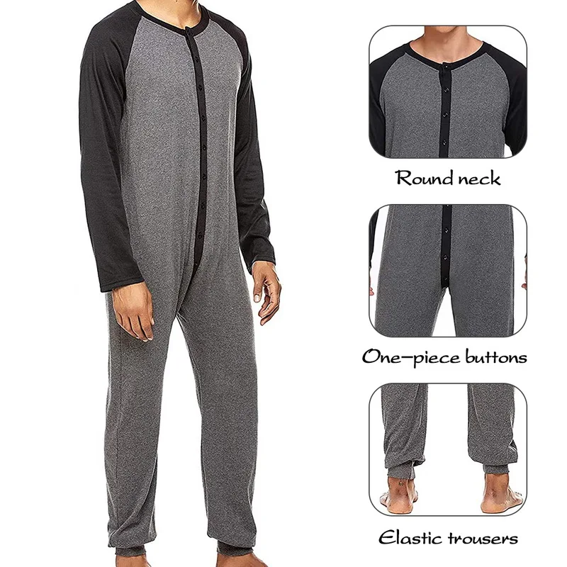 Jodimitty Men Pajamas Jumpsuits Patchwork Long Sleeve O Neck Homewear Comfortable Rompers Casual Mens Playsuit Sleepwear S-2XL
Jodimitty Men Pajamas Jumpsuits Patchwork Long Sleeve O Neck Homewear Comfortable Rompers Casual Mens Playsuit Sleepwear S-2XL