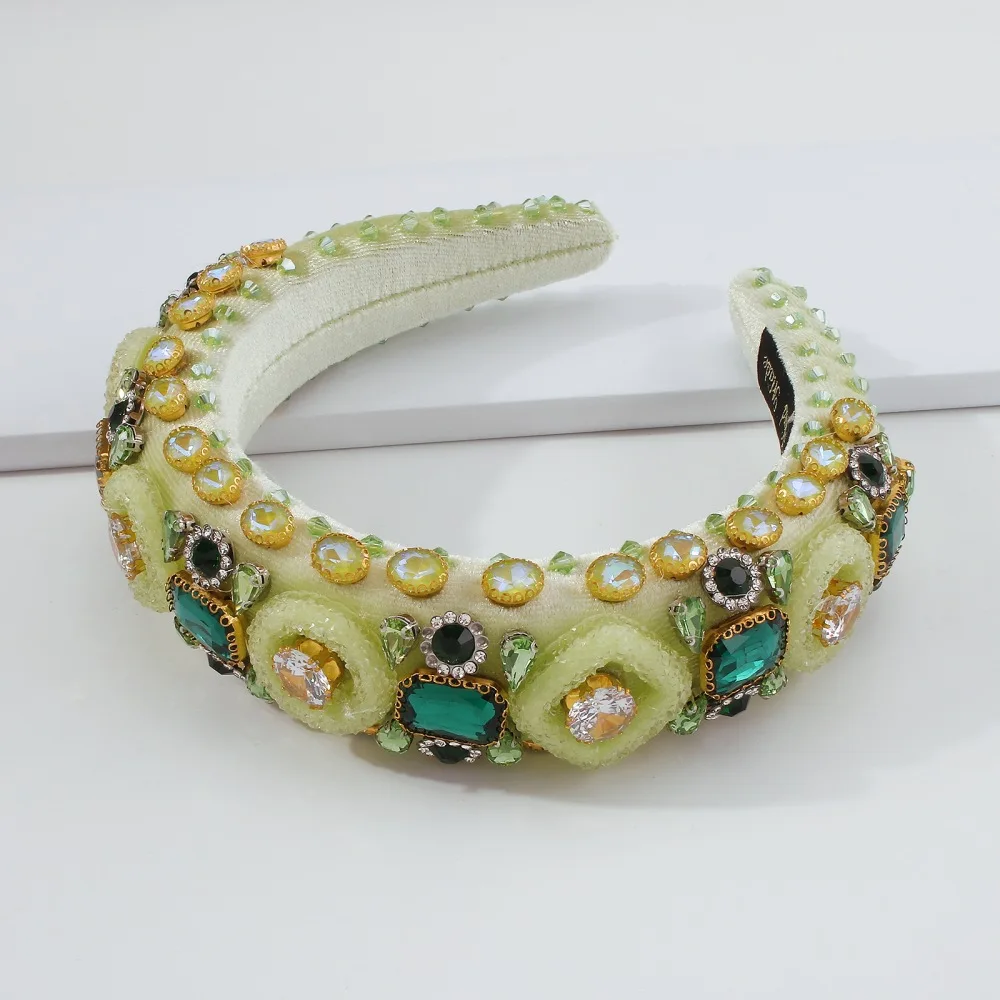 Wholesale Luxury Baroque Sparkly Padded Rhinestones Headbands Full Crystal Hairbands Wide Headwear Green Hair Accessories Women
Wholesale Luxury Baroque Sparkly Padded Rhinestones Headbands Full Crystal Hairbands Wide Headwear Green Hair Accessories Women