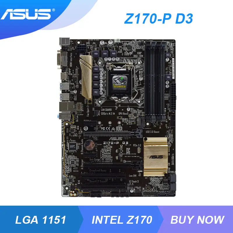 Материнская плата ASUS Z170-P D3 1151, материнская плата DDR3 32 Гб 2133 МГц Intel Z170 с поддержкой Core i7 i5 i3 процессоры PCI-E 3,0 M.2 SATA3 DVI HDMI
Материнская плата ASUS Z170-P D3 1151, материнская плата DDR3 32 Гб 2133 МГц Intel Z170 с поддержкой Core i7 i5 i3 процессоры PCI-E 3,0 M.2 SATA3 DVI HDMI