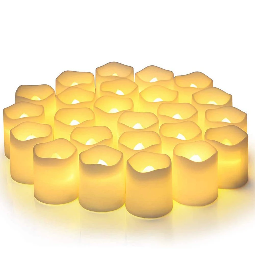 24Pcs/Set Flameless LED Candles Battery Powered Led Tea Lights Warm White Flameless Candle Flickering Simulation Candle Light
24Pcs/Set Flameless LED Candles Battery Powered Led Tea Lights Warm White Flameless Candle Flickering Simulation Candle Light