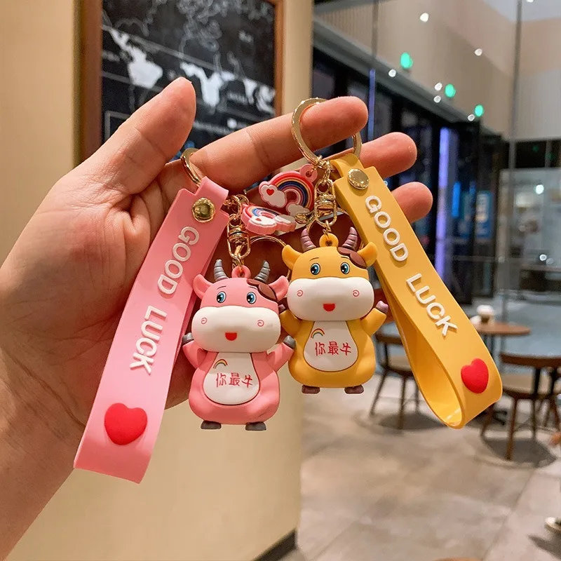Niu Year's new cute creative silicone personality doll cartoon keychain hanging bag gift key foil.
Niu Year's new cute creative silicone personality doll cartoon keychain hanging bag gift key foil.
