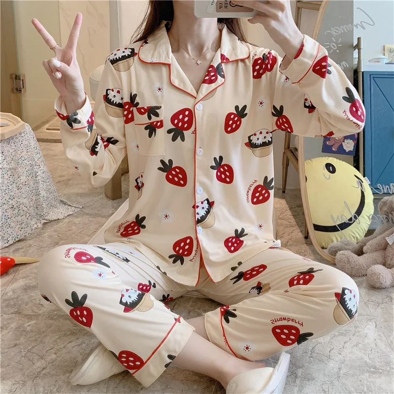 Pajamas female spring and autumn sweet and lovely cartoon cardigan long sleeve suit Han version comfortable student home service
Pajamas female spring and autumn sweet and lovely cartoon cardigan long sleeve suit Han version comfortable student home service