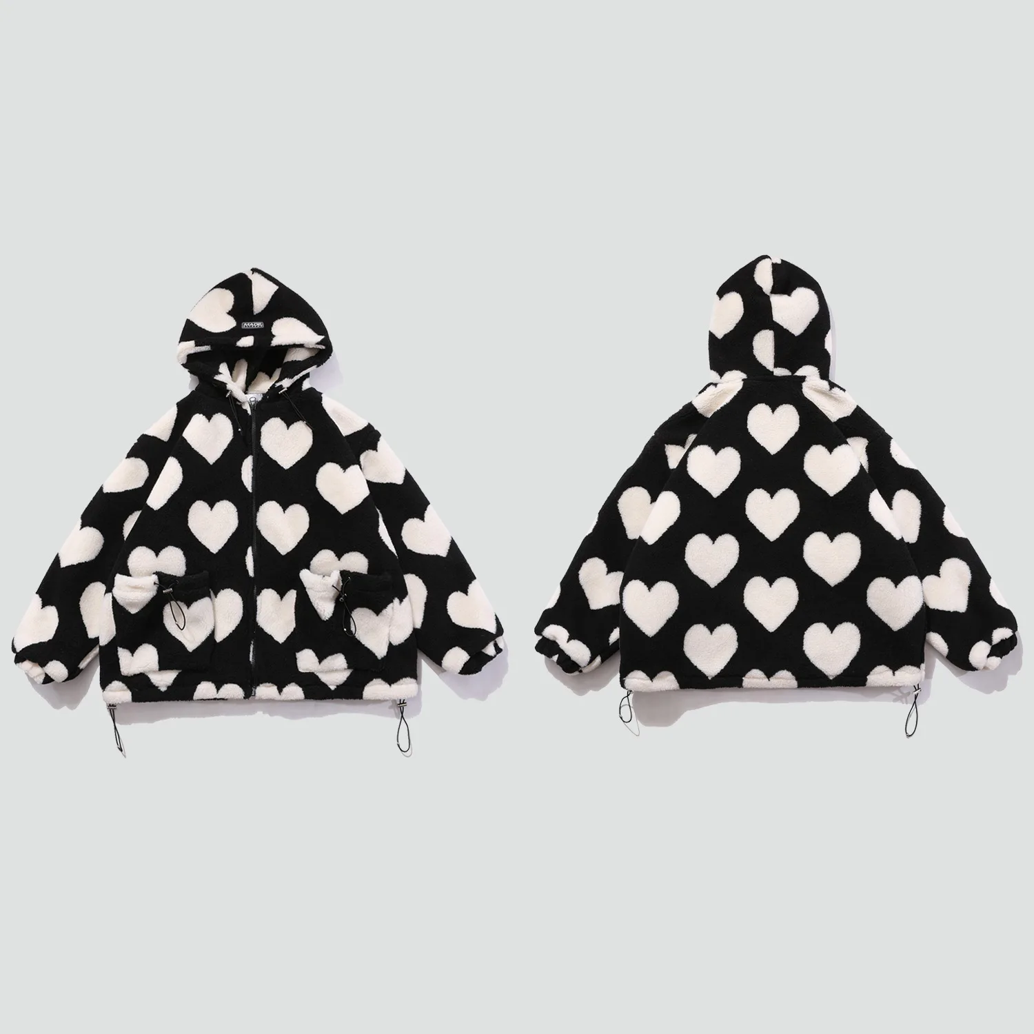 Cute Heart-shaped Print Lambswool Winter Jacket Men Drawstring Pockets Zipper Hooded High Street Warm Couple Streetwear
Cute Heart-shaped Print Lambswool Winter Jacket Men Drawstring Pockets Zipper Hooded High Street Warm Couple Streetwear