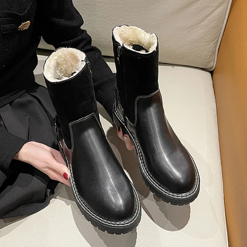 Woman Plus Velvet Zipper Boots Ladies Platform Ankle Boots PU Female Round Head Short Boots Fashion Winter 2021 New
Woman Plus Velvet Zipper Boots Ladies Platform Ankle Boots PU Female Round Head Short Boots Fashion Winter 2021 New