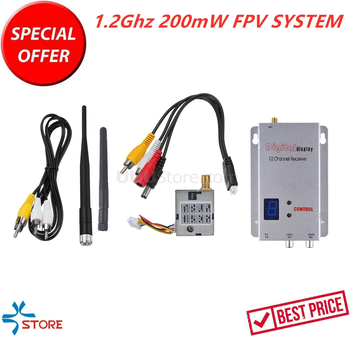 New 1.2G 1.2Ghz 200mW Wireless 8CH Video FPV Transmitter With 12CH FPV Receiver Combo For RC FPV Racing Drone Models
New 1.2G 1.2Ghz 200mW Wireless 8CH Video FPV Transmitter With 12CH FPV Receiver Combo For RC FPV Racing Drone Models