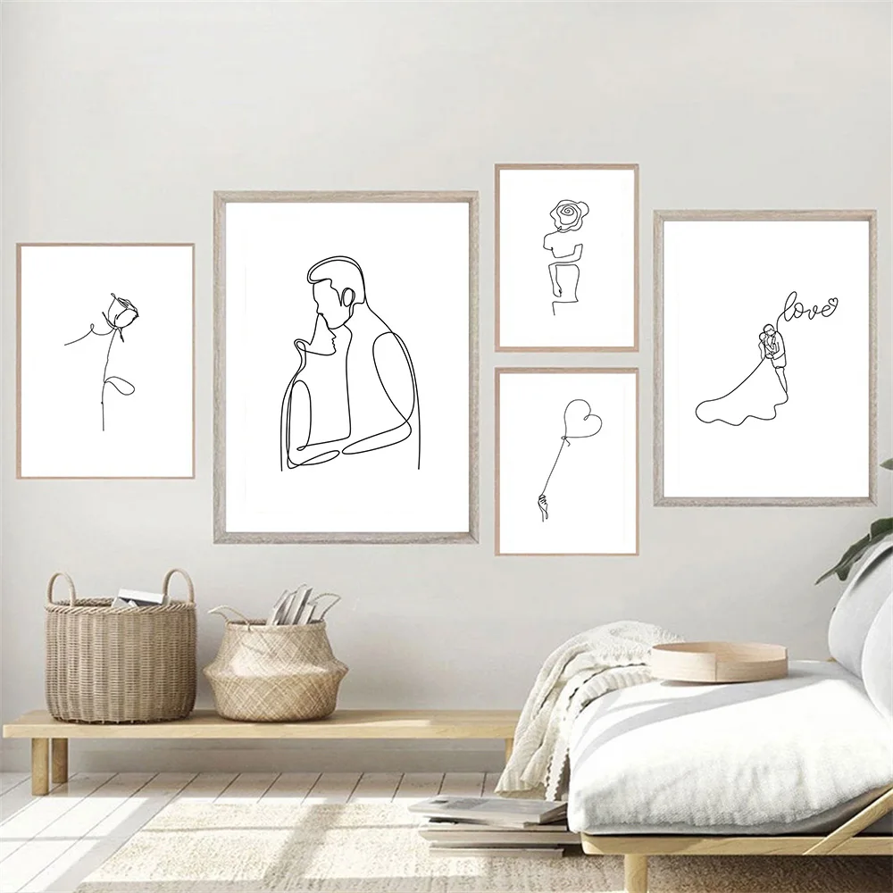 Abstract Couple Kiss Head Line Drawing Poster Flower Heart High-heeled Art Print Love Quotes Wall Art Canvas Painting Home Decor
Abstract Couple Kiss Head Line Drawing Poster Flower Heart High-heeled Art Print Love Quotes Wall Art Canvas Painting Home Decor