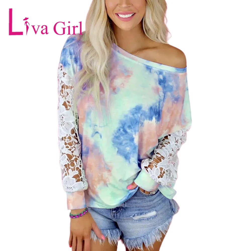 LIVA GIRL Woman Casual Printing Long Sleeve Tie Dye Lace Stitching T-Shirt Female Loose O-Neck Autumn Patchwork Tops
LIVA GIRL Woman Casual Printing Long Sleeve Tie Dye Lace Stitching T-Shirt Female Loose O-Neck Autumn Patchwork Tops