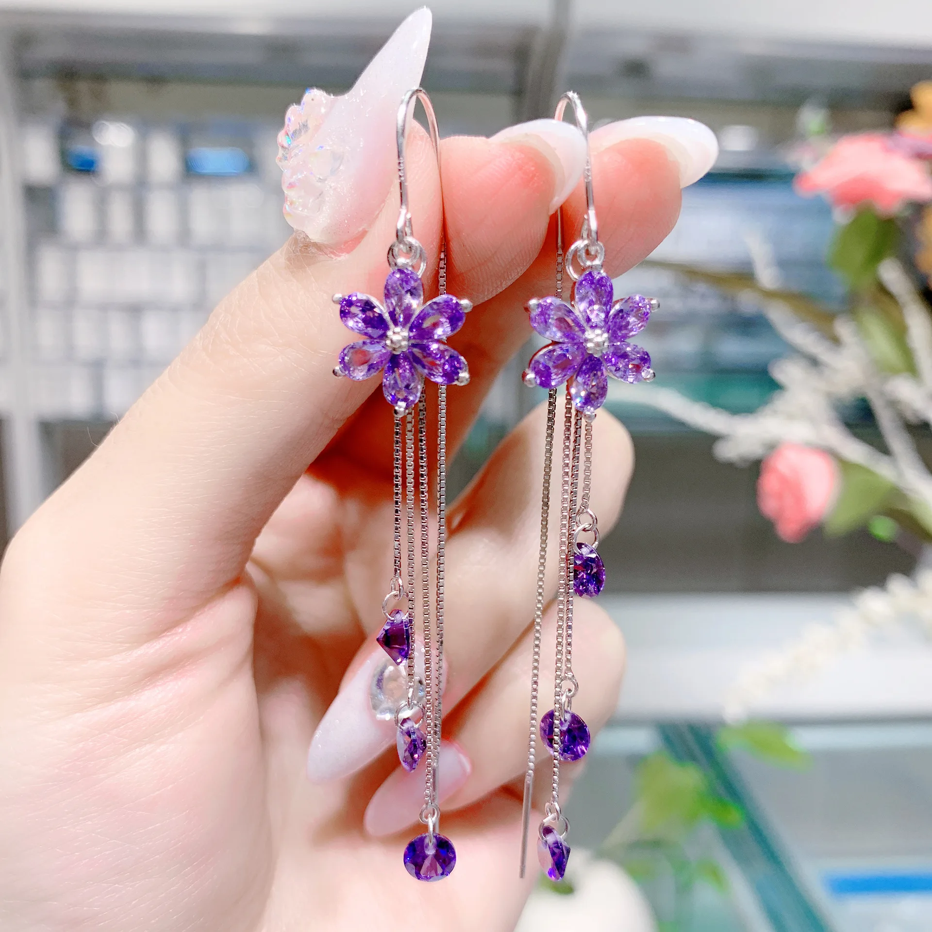 Silver 925 Earrings for Women 2021 Trend 925 Sterling Silver Earrings Crystal Flower Piercing Ear Cuffs Long Hanging Earrings
Silver 925 Earrings for Women 2021 Trend 925 Sterling Silver Earrings Crystal Flower Piercing Ear Cuffs Long Hanging Earrings