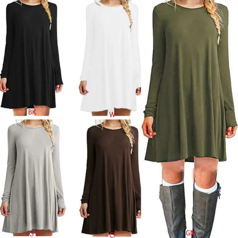 Womens Plus Size Long Sleeve Loose Midi Long T-Shirt Dress Solid Color Casual Pleated Swing Round Neck Pullover Streetwear S-2XL
Womens Plus Size Long Sleeve Loose Midi Long T-Shirt Dress Solid Color Casual Pleated Swing Round Neck Pullover Streetwear S-2XL