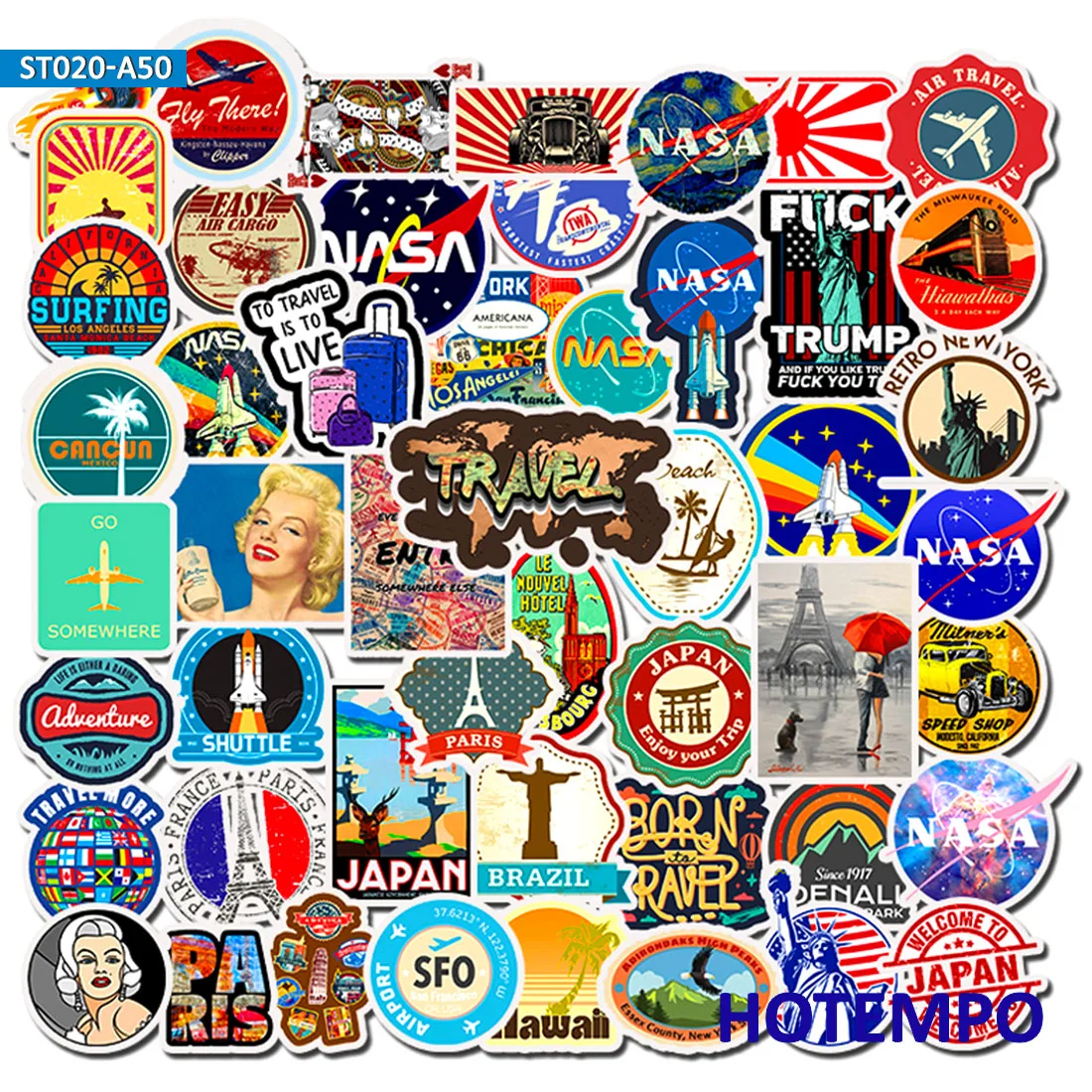 50pcs Travel Decorative Adhesive Stickers DIY Mobile Phone Laptop Luggage Suitcase Guitar Skateboard Fixed Gear Decal Stickers
50pcs Travel Decorative Adhesive Stickers DIY Mobile Phone Laptop Luggage Suitcase Guitar Skateboard Fixed Gear Decal Stickers