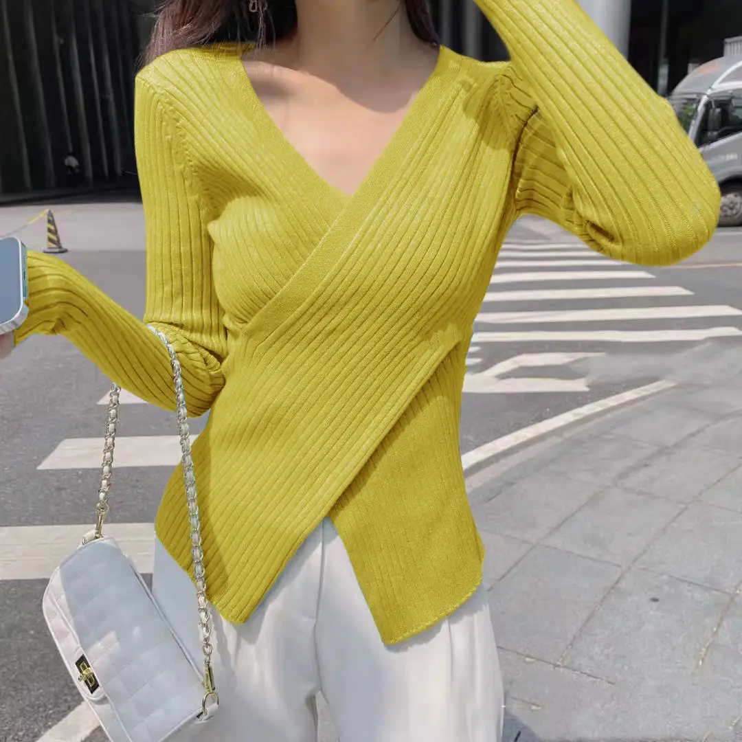 Yellow Sexy Slits Knit Pullover Low V Collar Sweater Women's T-shirt Sweaters for Women Pull Slim Top Cloth Shirt Clothes Tights
Yellow Sexy Slits Knit Pullover Low V Collar Sweater Women's T-shirt Sweaters for Women Pull Slim Top Cloth Shirt Clothes Tights