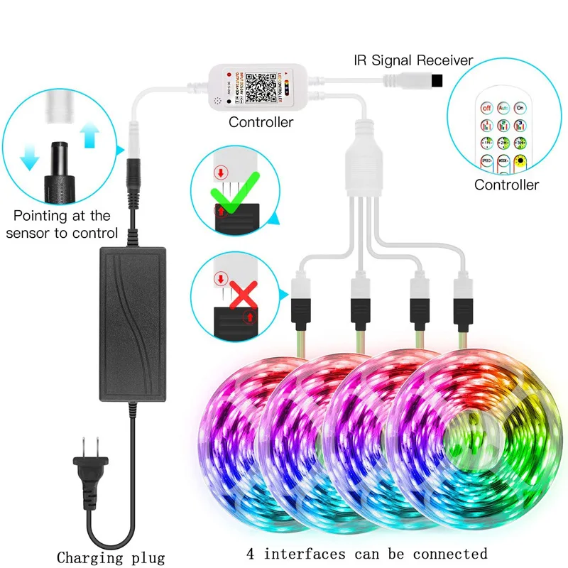 NEW Bluetooth LED Strip Lights 20M RGB 5050 SMD Flexible Ribbon Waterproof RGB LED Light 5M 10M Tape Diode DC 12V Control
NEW Bluetooth LED Strip Lights 20M RGB 5050 SMD Flexible Ribbon Waterproof RGB LED Light 5M 10M Tape Diode DC 12V Control