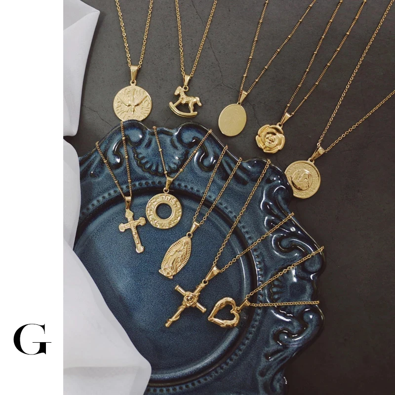 GHIDBK Delicate Religious Virgin Mary Portrait Pendant Necklaces Vintage Rose Cross Charm Chokers Necklace Trojan Collars Choker
GHIDBK Delicate Religious Virgin Mary Portrait Pendant Necklaces Vintage Rose Cross Charm Chokers Necklace Trojan Collars Choker