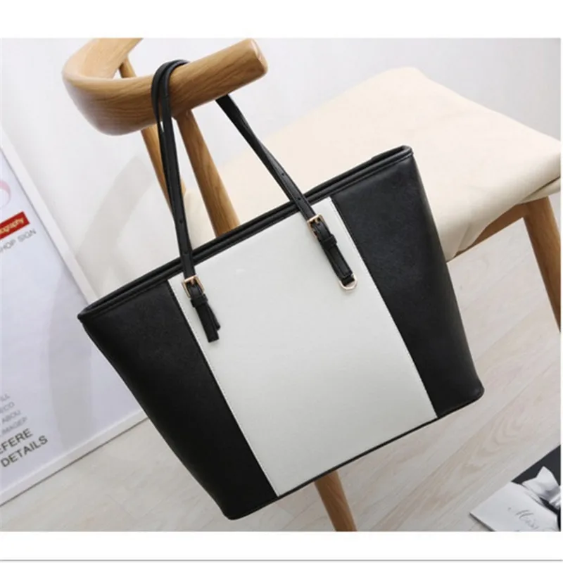 

Bag Fashion Women Leather Handbag Brief Shoulder Bags Black White Large Capacity Luxury Handbags Tote Bags Design Bolsos