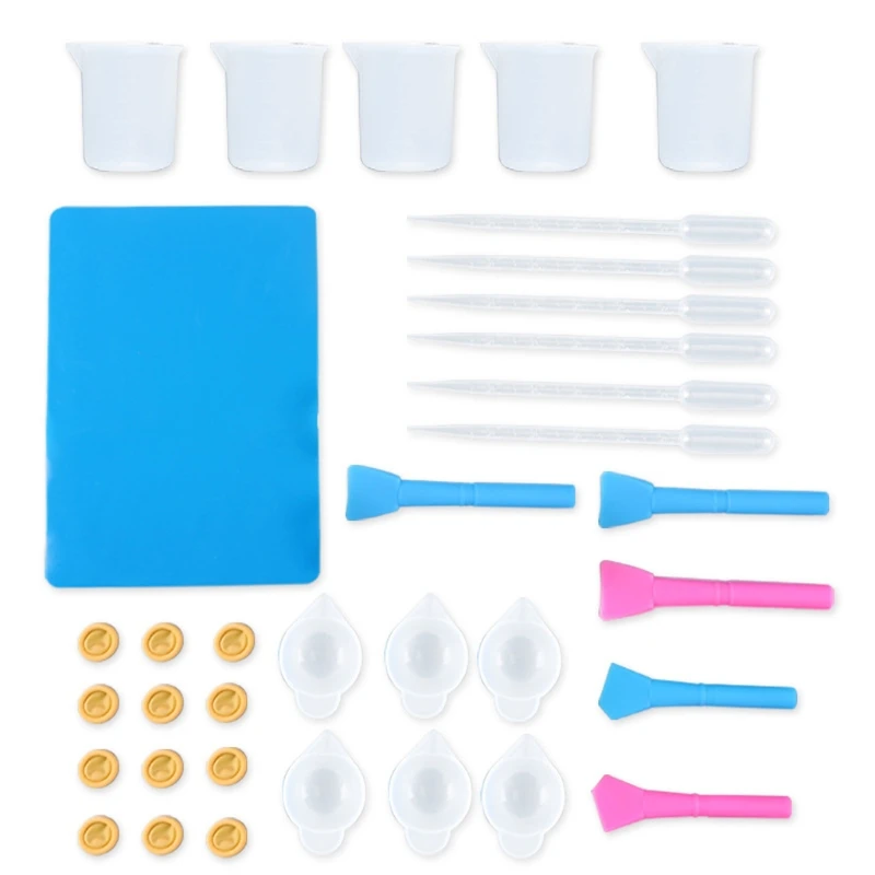 Silicone Resin Tool Kit Nonstick Silicone Mat 100ml Measuring Cups Mix Cups Tool