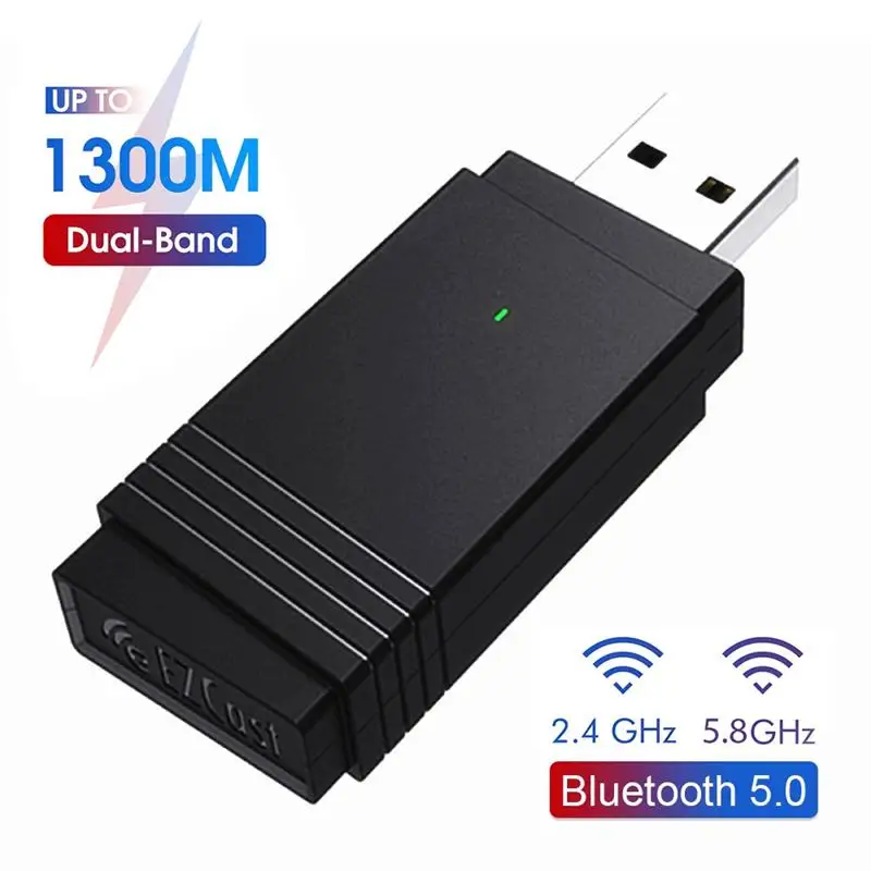 Wireless Network Card 1300M Mini Portable USB 3.0 2.4G5.8G Dual Band Bluetooth 5.0 WiFi Network Card for PC Laptop
Wireless Network Card 1300M Mini Portable USB 3.0 2.4G5.8G Dual Band Bluetooth 5.0 WiFi Network Card for PC Laptop