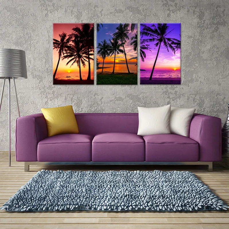 Seascape Canvas Painting Tropical Palm Trees Wall Art Poster 3 Pieces Sunset on Ocean HD Print Set Framed for Home Decor
Seascape Canvas Painting Tropical Palm Trees Wall Art Poster 3 Pieces Sunset on Ocean HD Print Set Framed for Home Decor