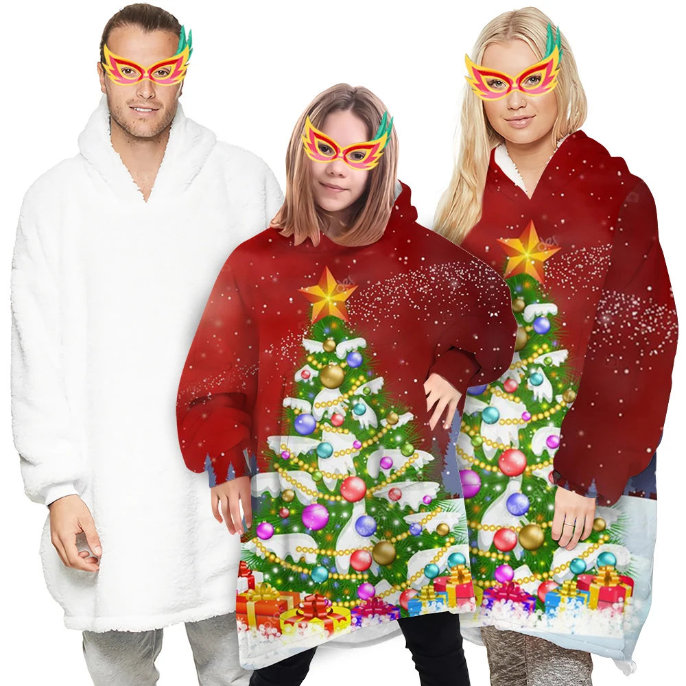 

Толстовка CLOOCL оверсайз с капюшоном, рождественская елка, 3D принт, карманная толстовка, мужской/женский пуловер, зимний теплый спортивный ко...