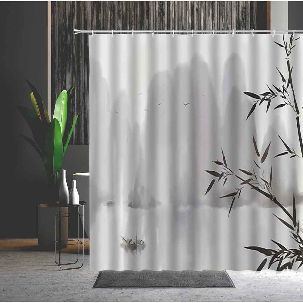 Chinese Style Shower Curtain Mountain Water Bird Tree Modern Simplicity Waterproof Bathtub Decoration Bath Curtains With Hooks
Chinese Style Shower Curtain Mountain Water Bird Tree Modern Simplicity Waterproof Bathtub Decoration Bath Curtains With Hooks
