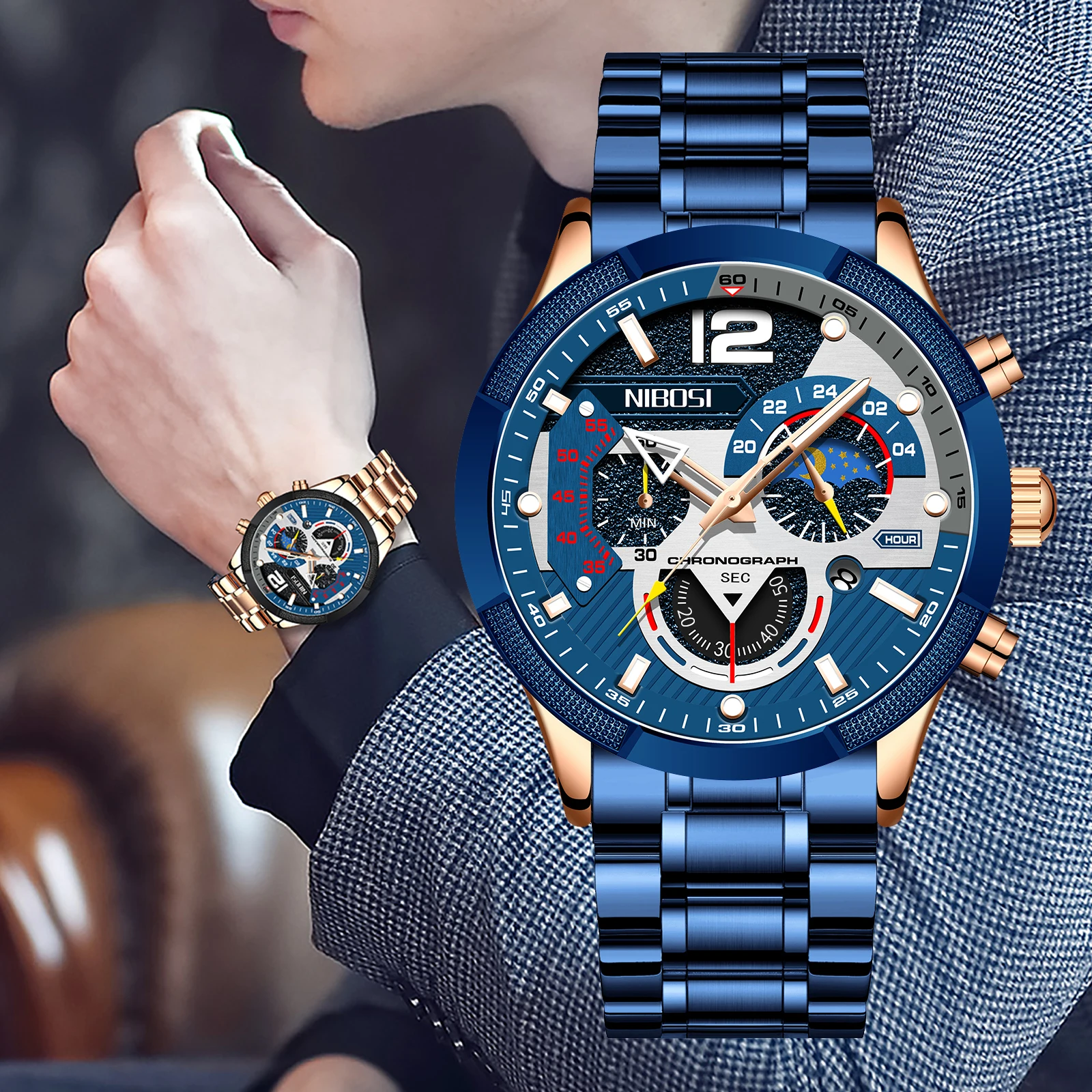 NIBOSI 2021 Business Blue Men Watches Top Luxury Brand Full Steel Waterproof Chronograph Wristwatch Men Relogio Masculino
NIBOSI 2021 Business Blue Men Watches Top Luxury Brand Full Steel Waterproof Chronograph Wristwatch Men Relogio Masculino